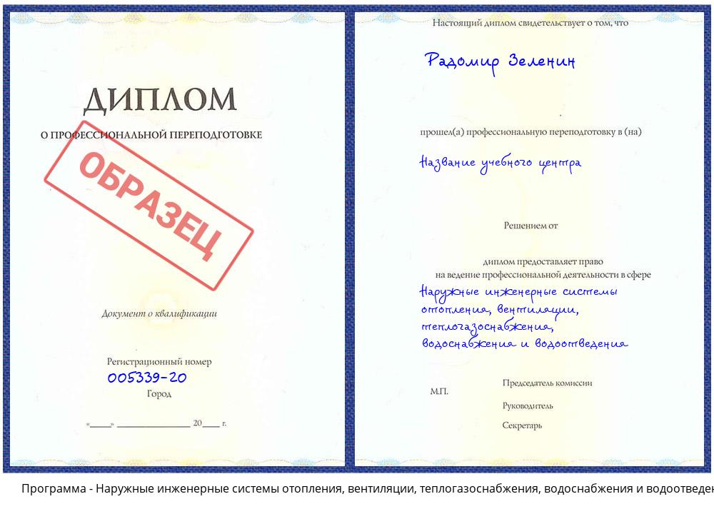 Наружные инженерные системы отопления, вентиляции, теплогазоснабжения, водоснабжения и водоотведения Курганинск