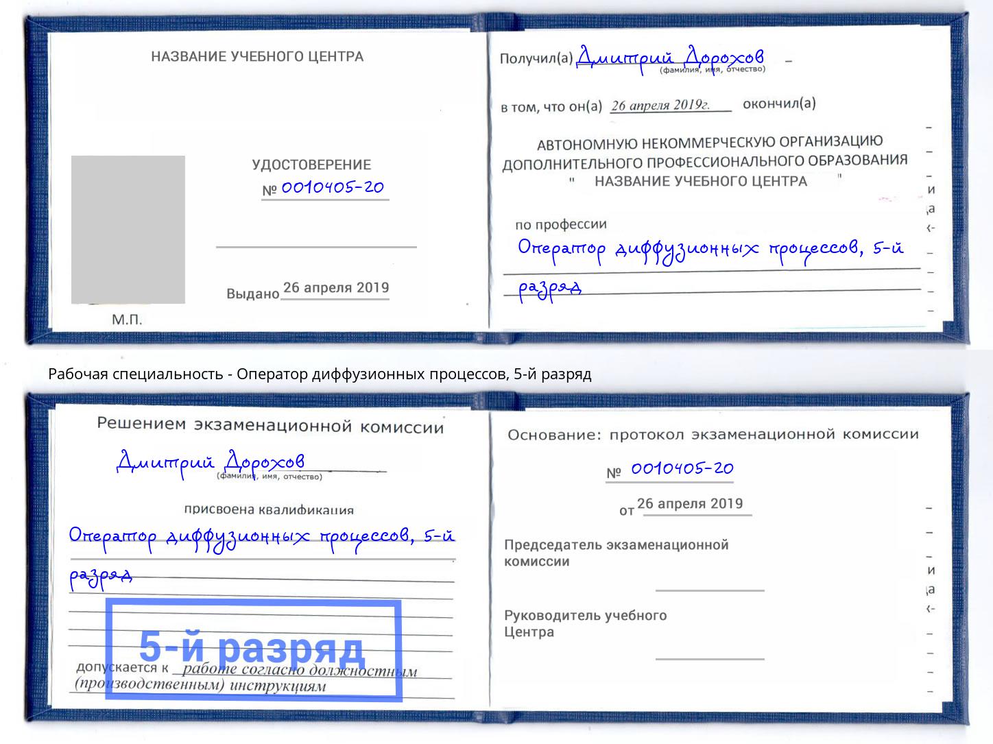 корочка 5-й разряд Оператор диффузионных процессов Курганинск